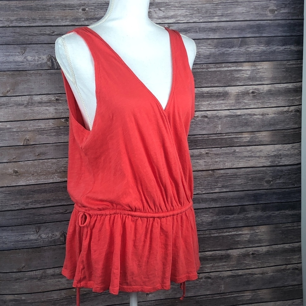 Anthropologie Pure + Good Becka Wrap Top Coral